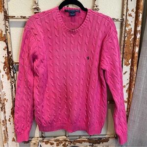 Ralph Lauren Sport hot pink cable knit sweater L